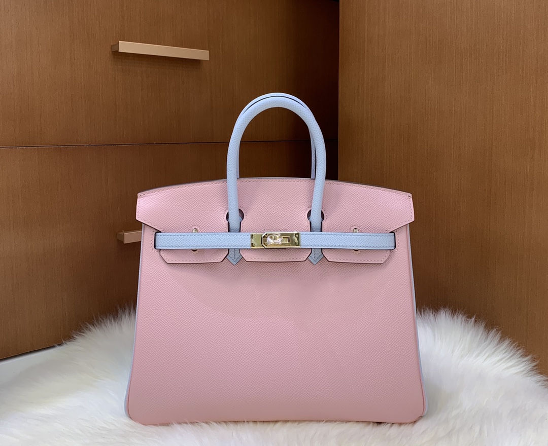 NO:700503,Birkin 25cm esom 3Q pink haze blue gold buckle, Hermes, hermes, Hermes,19860909Birkin 25cm esom 3Q粉雾霾蓝 金扣,爱马仕,hermes,Hermes,,Bag