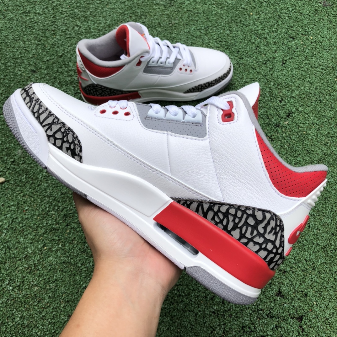 Pure original Air Jordan 3 ”Fire Red” white red burst crack DN3707-160