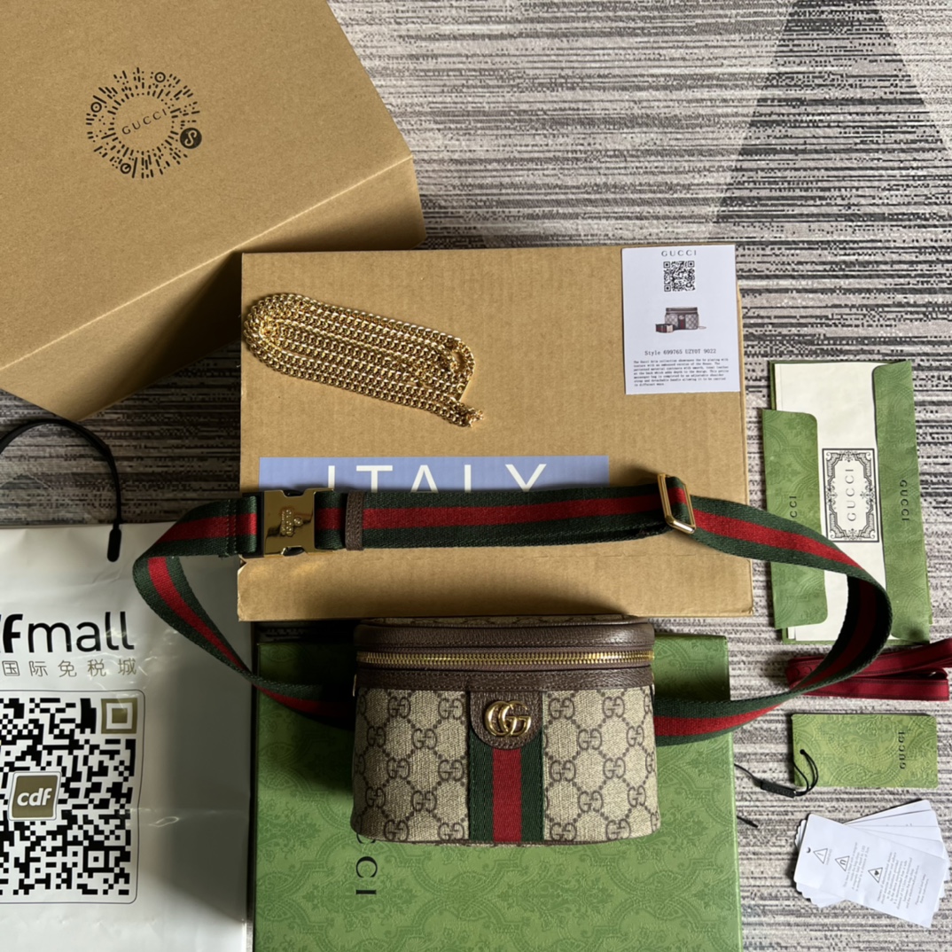 GUCCI Ophidia поясная сумка с логотипом GG Supreme из канвы со съемным ремнем