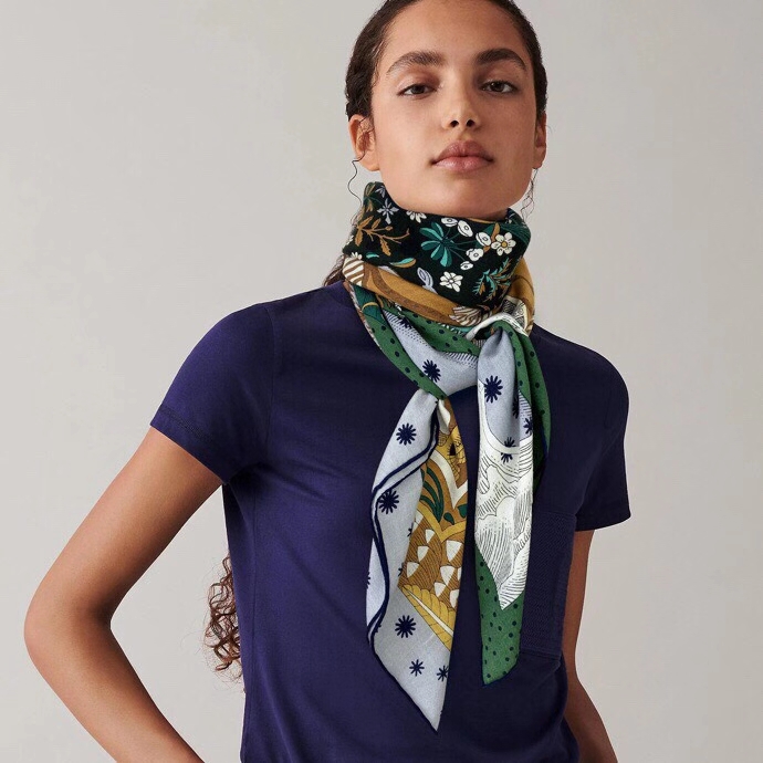 Hermes Scarf Printing Cashmere Fabric Silk