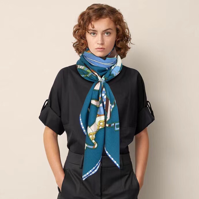 Hermes Top
 Scarf Printing Cashmere Silk