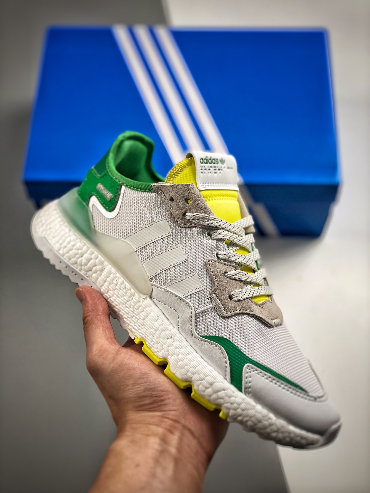-3 AD Nite Jogger Boost blanco verde amarillo trébol corredor nocturno edición colaboración número de artículo: CG6199 …