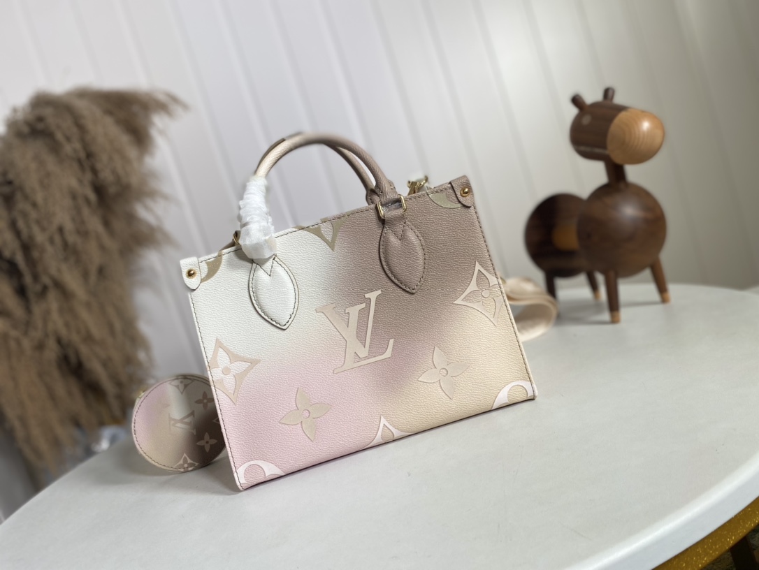 Louis Vuitton LV Onthego Bags Handbags Apricot Color Pink Monogram Canvas Spring Collection M59856