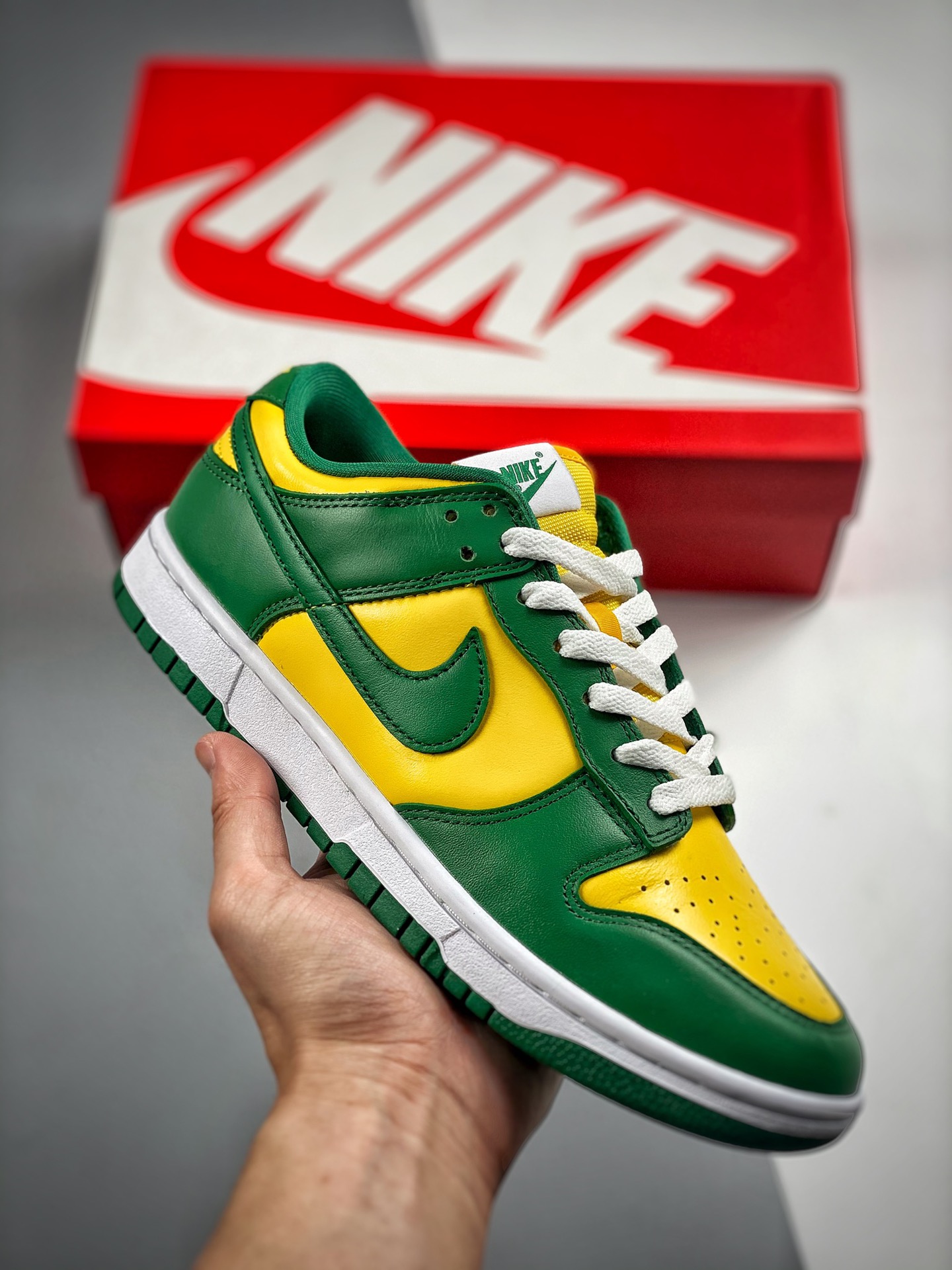-4 Nk Dunk SB Low Brasil amarillo verde, producto original de gran fábrica, fotos reales primer lanzamiento, material d…