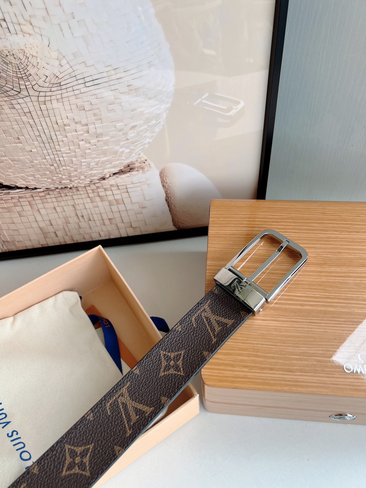 LV/路易威登   老花仔料的针式腰带35mm宽度