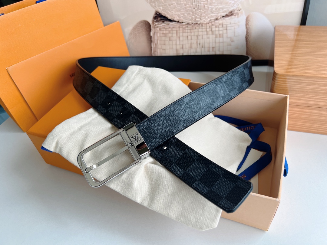 LV/路易威登   老花仔料的针式腰带35mm宽度
