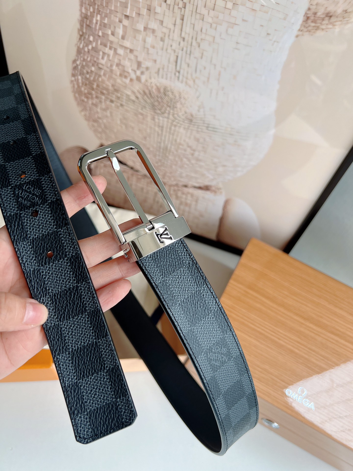 LV/路易威登   老花仔料的针式腰带35mm宽度