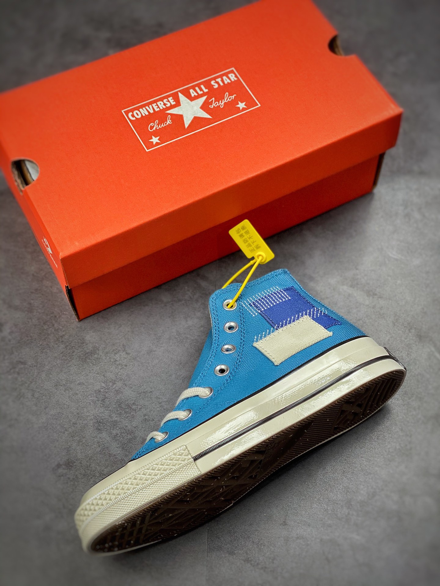 Converse Converse Chuck Taylor All Star 1970s High ”Blue/Desert Patchwork” Retro Samsung Elevation Help Casual Sports Vulcanized All-Match Sneakers A00733C