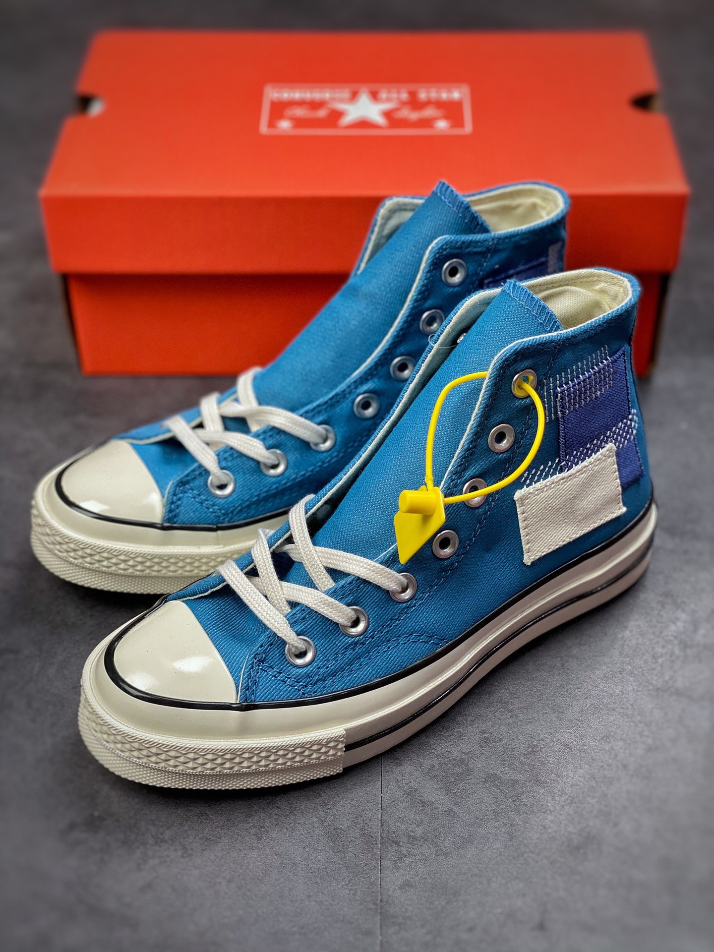 Converse Converse Chuck Taylor All Star 1970s High ”Blue/Desert Patchwork” Retro Samsung Elevation Help Casual Sports Vulcanized All-Match Sneakers A00733C