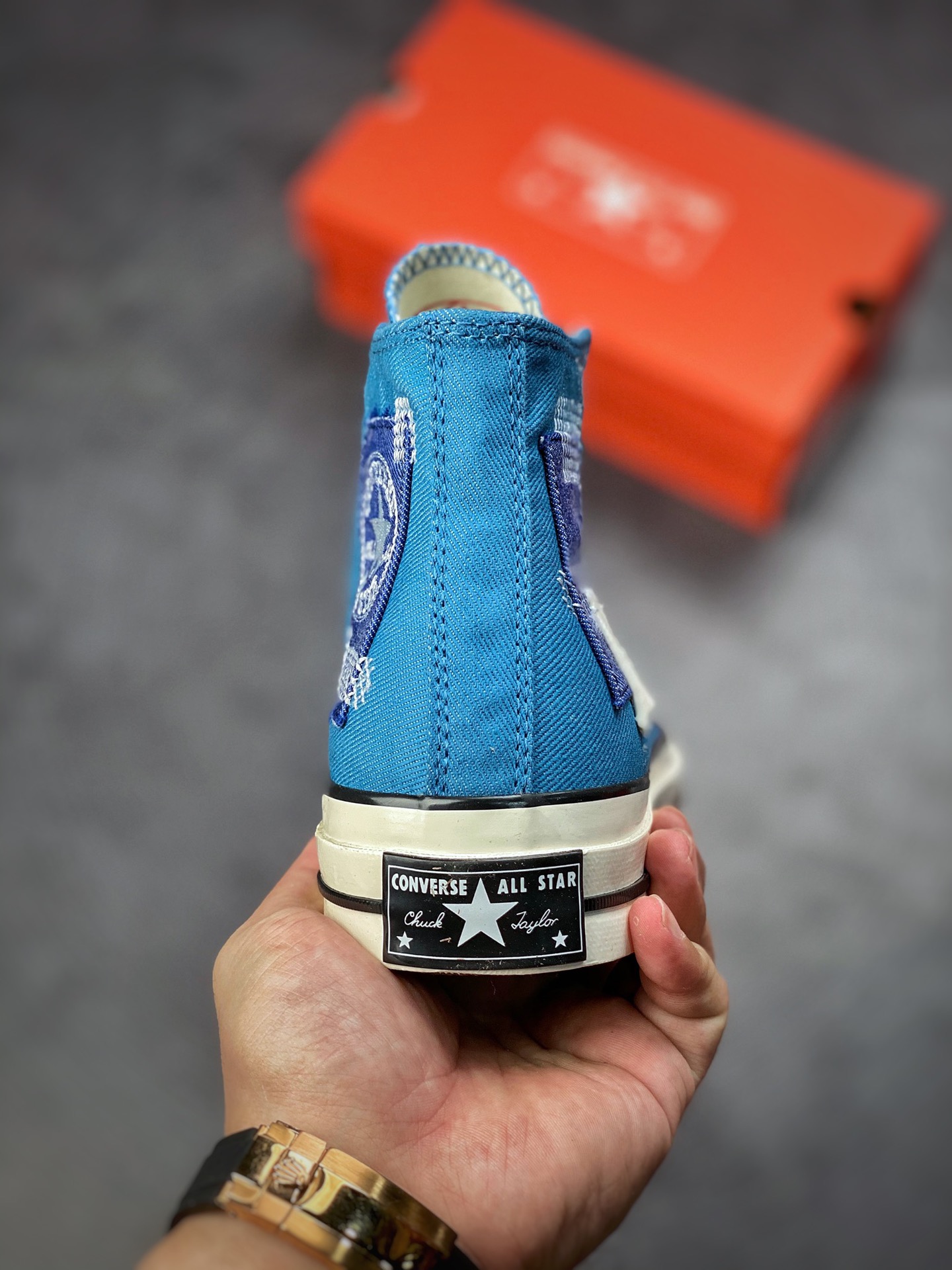 Converse Converse Chuck Taylor All Star 1970s High ”Blue/Desert Patchwork” Retro Samsung Elevation Help Casual Sports Vulcanized All-Match Sneakers A00733C