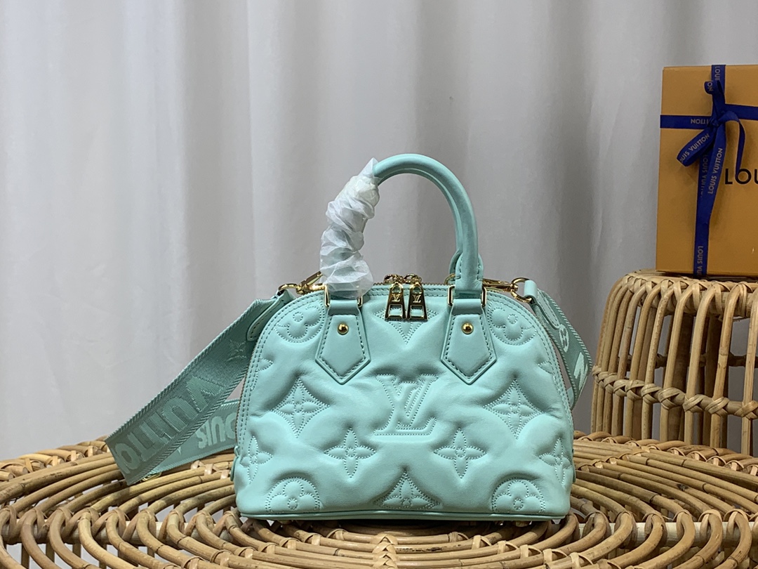 Louis Vuitton LV Alma BB Bags Handbags Blue Embroidery Cowhide m20855