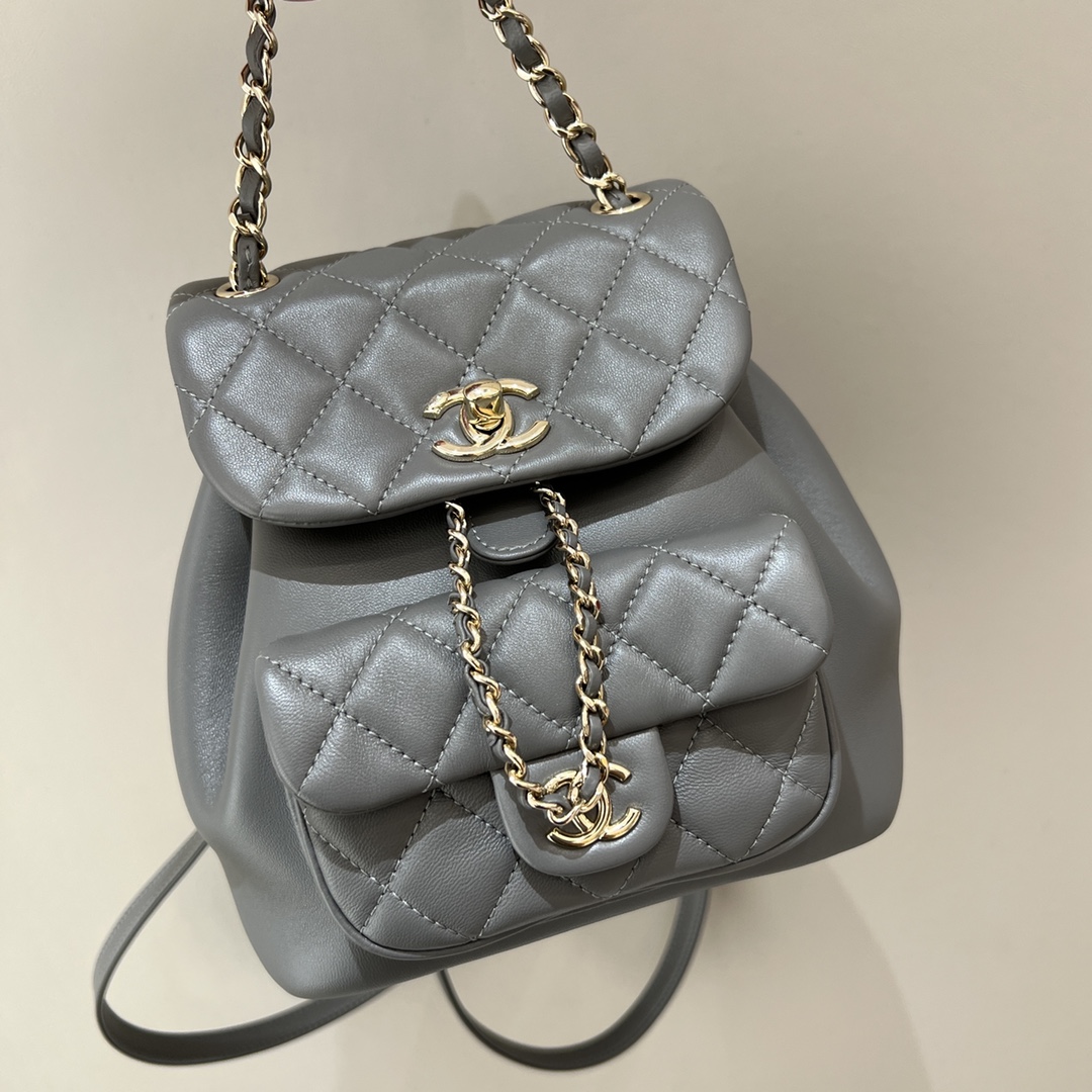 Chanel Duma Shop
 Bags Backpack Grey Gold Hardware Lambskin Sheepskin