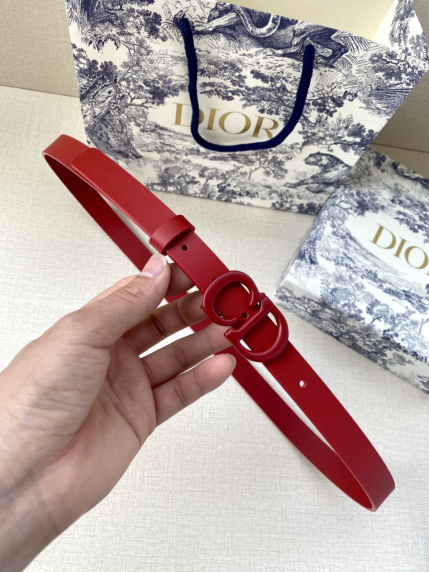 Original, width 2.0cm, Dior (Dior) popular flat belt body without stitching / Saddle brown calfskin leather belt. Same …