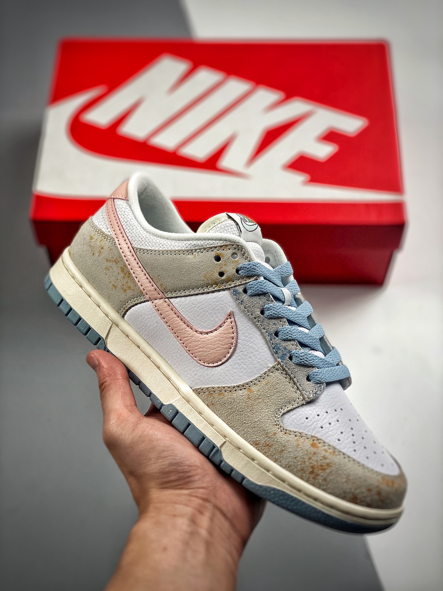 -4 Nk Dunk SB Low blanco gris azul, producto original de gran fábrica, fotos reales primer lanzamiento, material de cap…