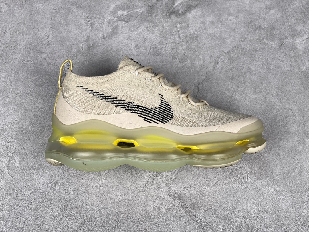 I0 男女鞋真标半码制原楦原纸版数据开发采用全新多种Flyknit织法编织鞋面材质TPU托盘支撑中板搭载全掌巨型Air Max球状透明缓震气垫外置橡胶外底最狂野气垫来袭，打造新世代大气垫全新耐克Nike Air Max Scorpion Flyknit”Phantom/Black/Light Cream”天蝎座系列2022款超级大气垫系列前卫增高低帮休闲运动慢跑鞋“针织奶白黑钩子”