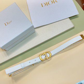 Replica 2023 Perfect Luxury Dior Caro Belts White Calfskin Cowhide