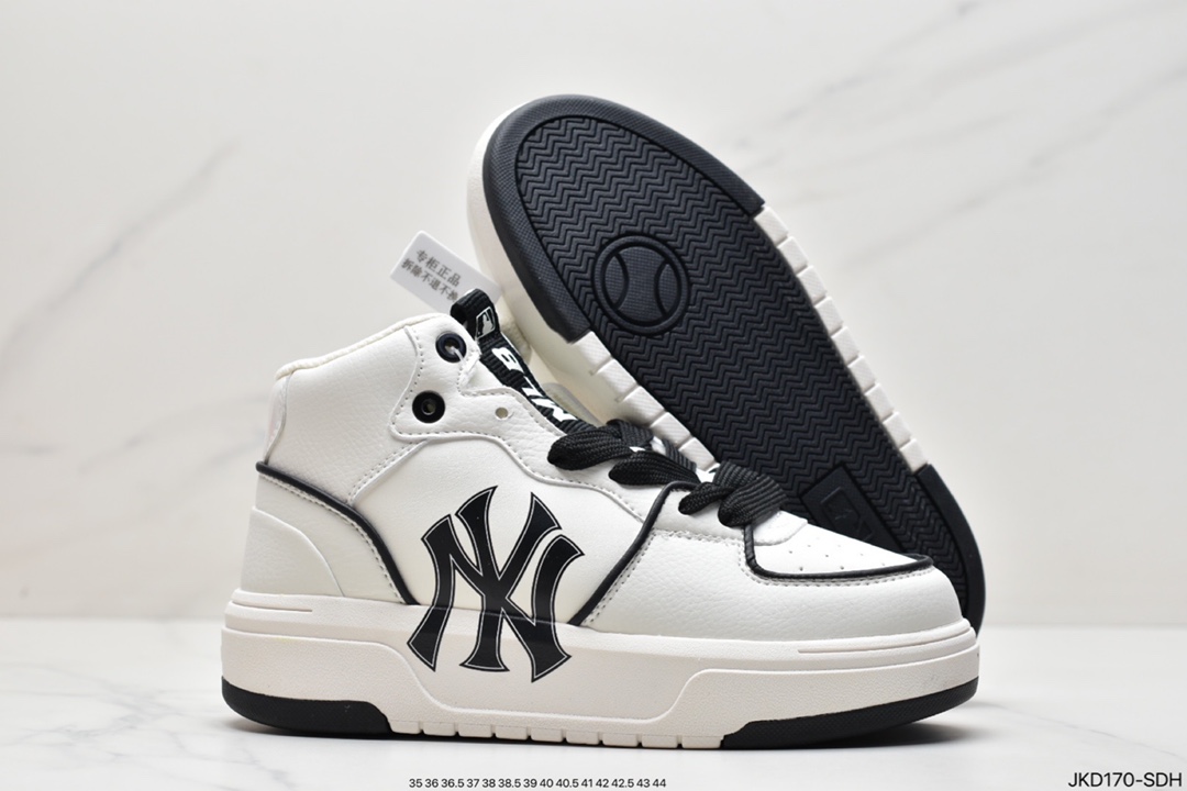 MLB Chunky Liner New York Yankees学长鞋系列低帮老爹风轻量增高厚底百搭休闲运动慢跑鞋“皮革白黑NY印花”3ASXCA12N-50WHS MLB Chunky Liner New York Yankees学长鞋系列低帮老爹风轻量增高厚底百搭休闲运动慢跑鞋“皮革白黑NY印花”3ASXCA12N-50WHS
