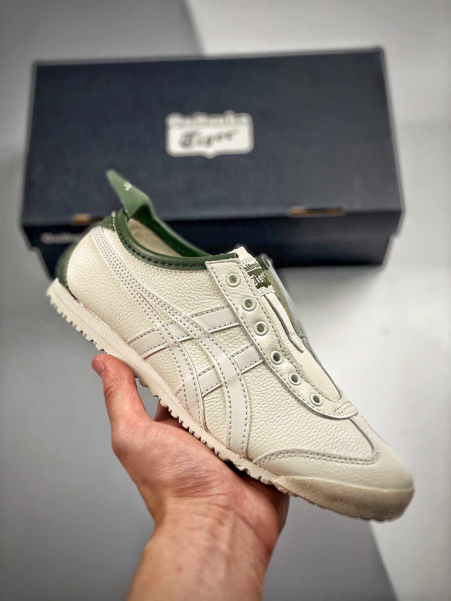 -4 Asics originales Onitsuka Tiger color beige, piel de cordero de primera capa con etiqueta original, caja original, e…