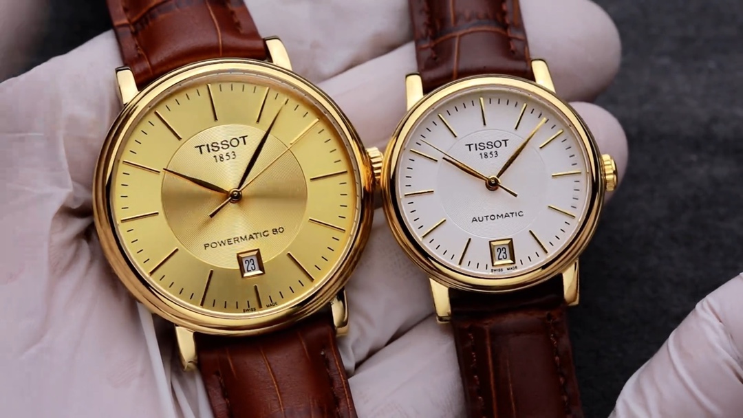 Tissat T122 Couple’s Watch: White, Sapphire Glass, Steel, 48-Hour Power Reserve