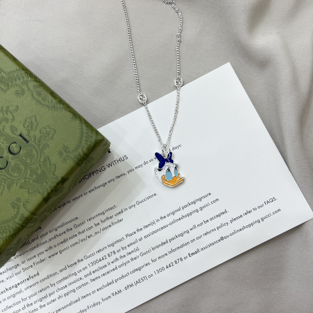 NO:102312,Gucci 925 sterling silver silk duck necklace size 45cm adjustable, Gucci necklace, gucci, gucci, necklace, pure silver19860909Gucci古驰925纯银黛丝鸭项链 尺寸45cm可调节,古驰项链,gucci,gucci,necklace,pure silver,Jewelry