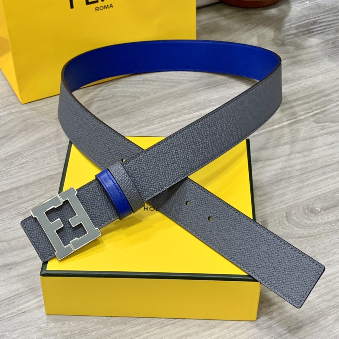 I5 Fendi 芬迪   宽4.0CM 双面头发层牛皮制成 搭配经典FF钢扣 男士皮带 潮流时尚 休闲百搭 品质保证