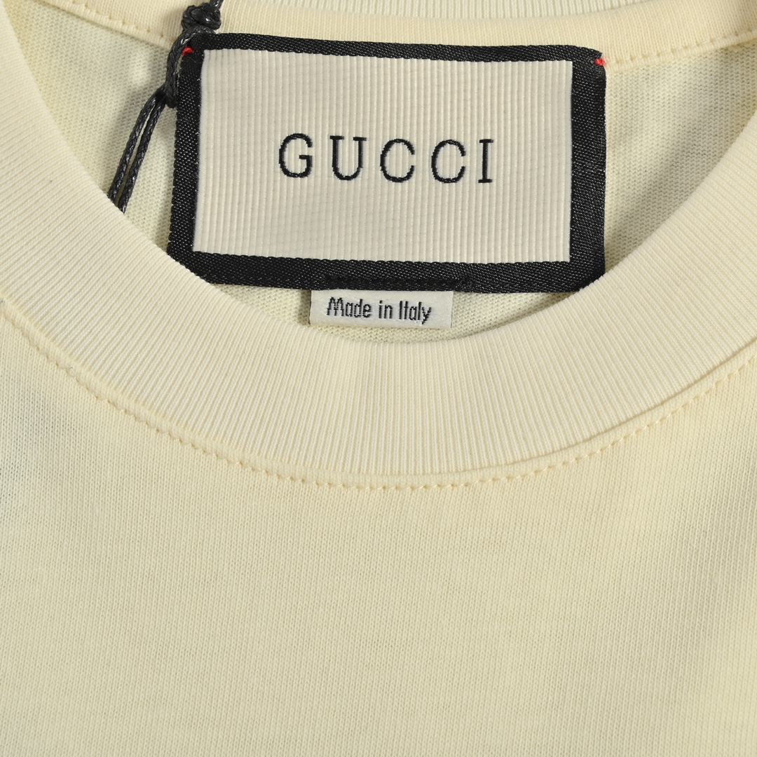 Gucci/古驰 24ss 双G互扣式条纹印花短袖