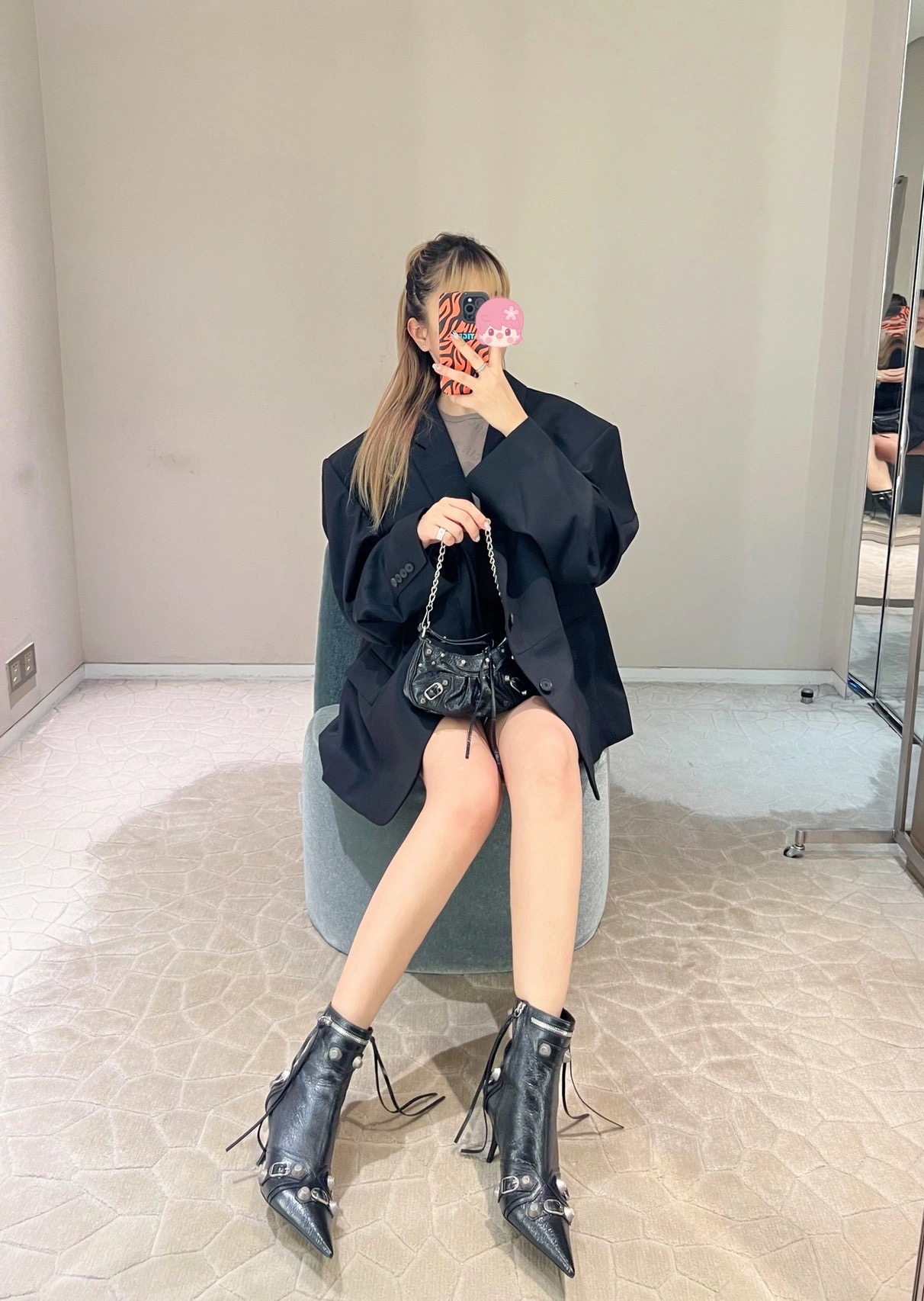 Balenciaga Le Cagole Mini 20CM 黑色平纹月牙包 695814