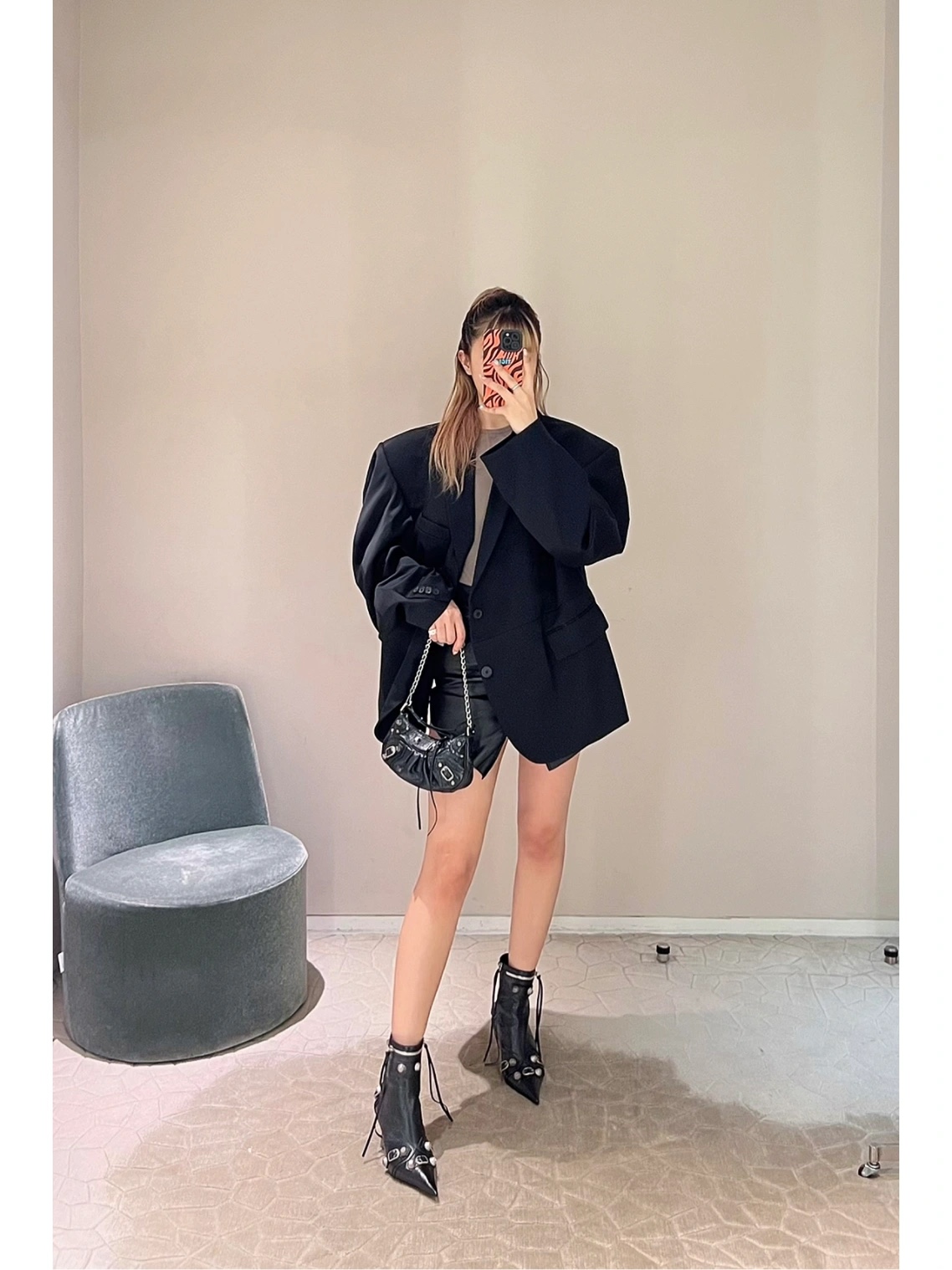 Balenciaga Le Cagole Mini 20CM 黑色平纹月牙包 695814