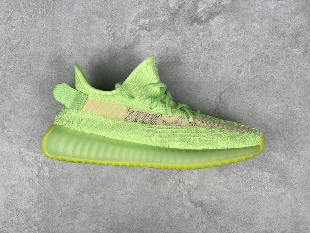 H0 外贸特供版本 最大49码AD Yeezy Boost 350 V2 荧光绿纯原流水线出品 完美楦型 品控细节无敌 上脚踩屎感无敌 夏季鞋柜主力引流款式 买一双赚一个回头客