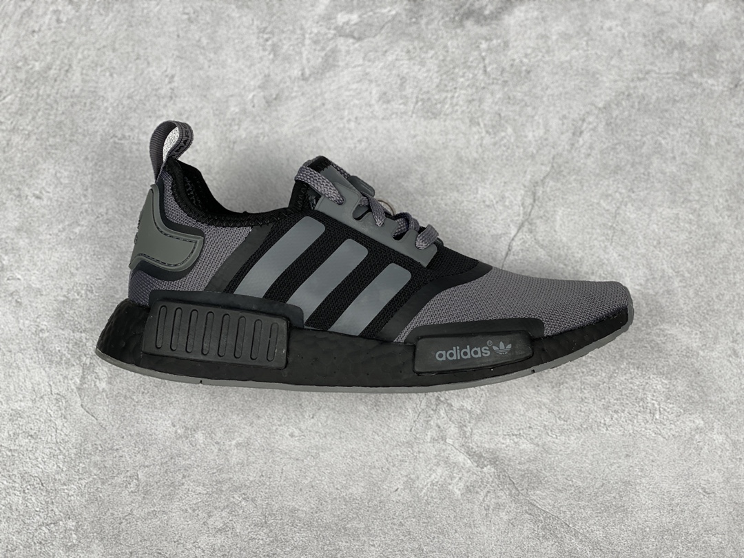 F5 三叶草adidas Originals NMD_R1″Grey/Black”R1系列百搭休闲运动跑步鞋“针织拼接深灰黑”