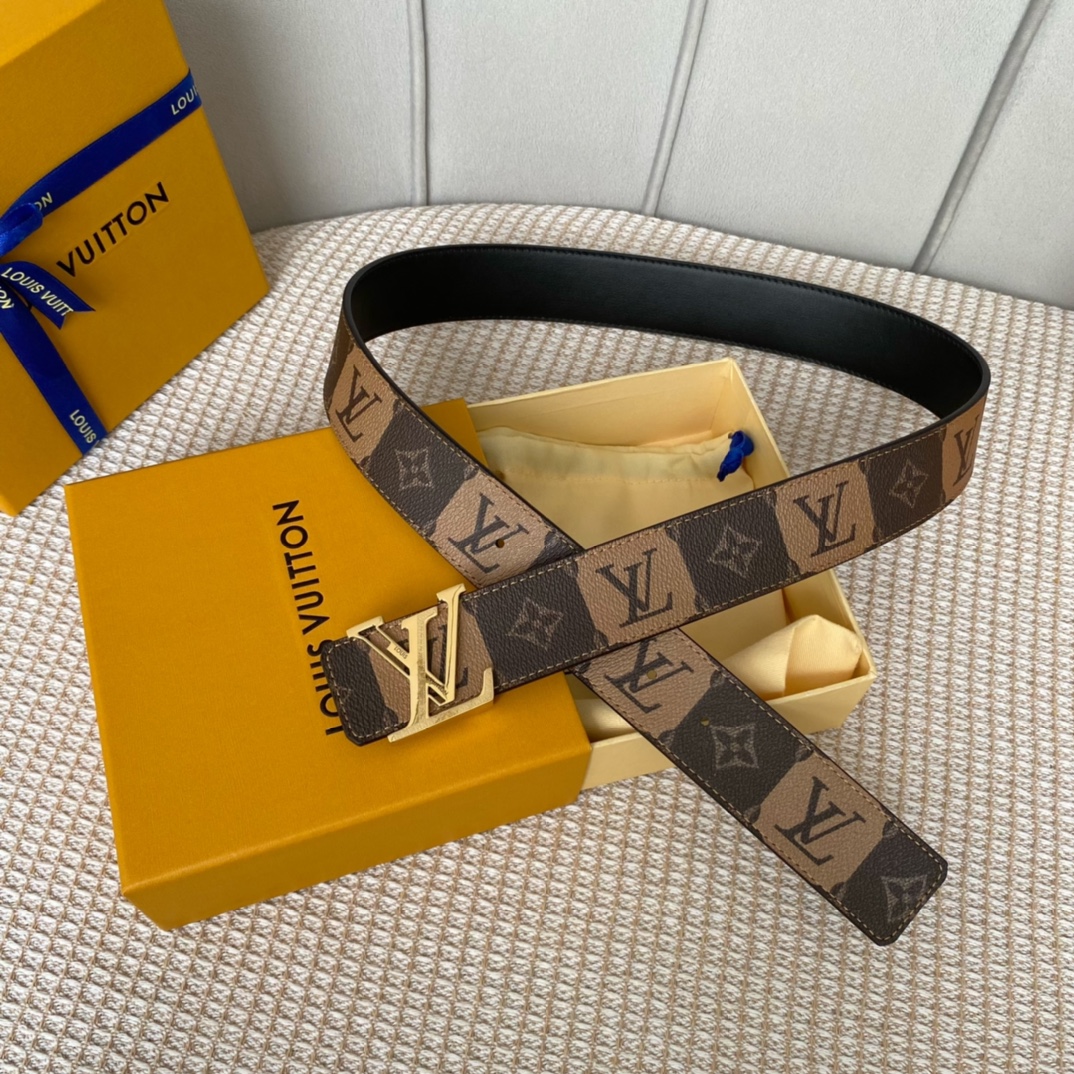 Louis Vuitton Belts Men Calfskin Cowhide