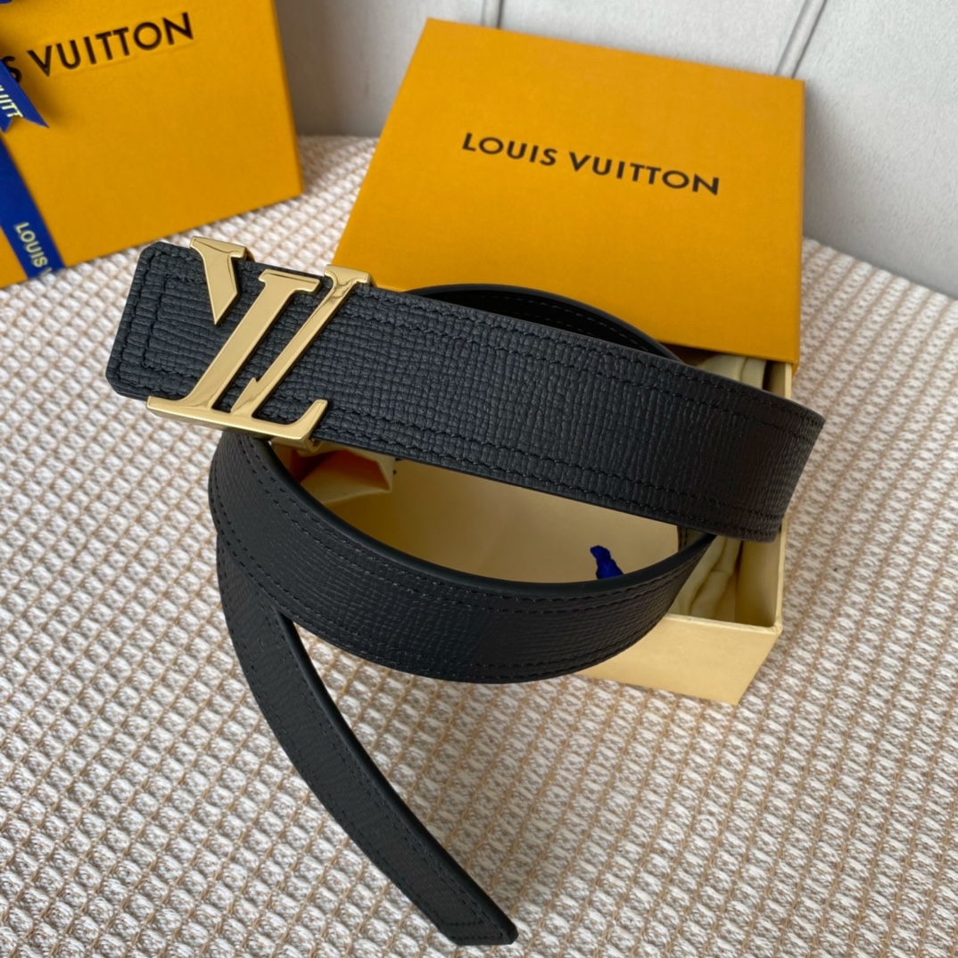 Louis Vuitton mirror quality
 Belts Black Chocolate color Gold Calfskin Cowhide