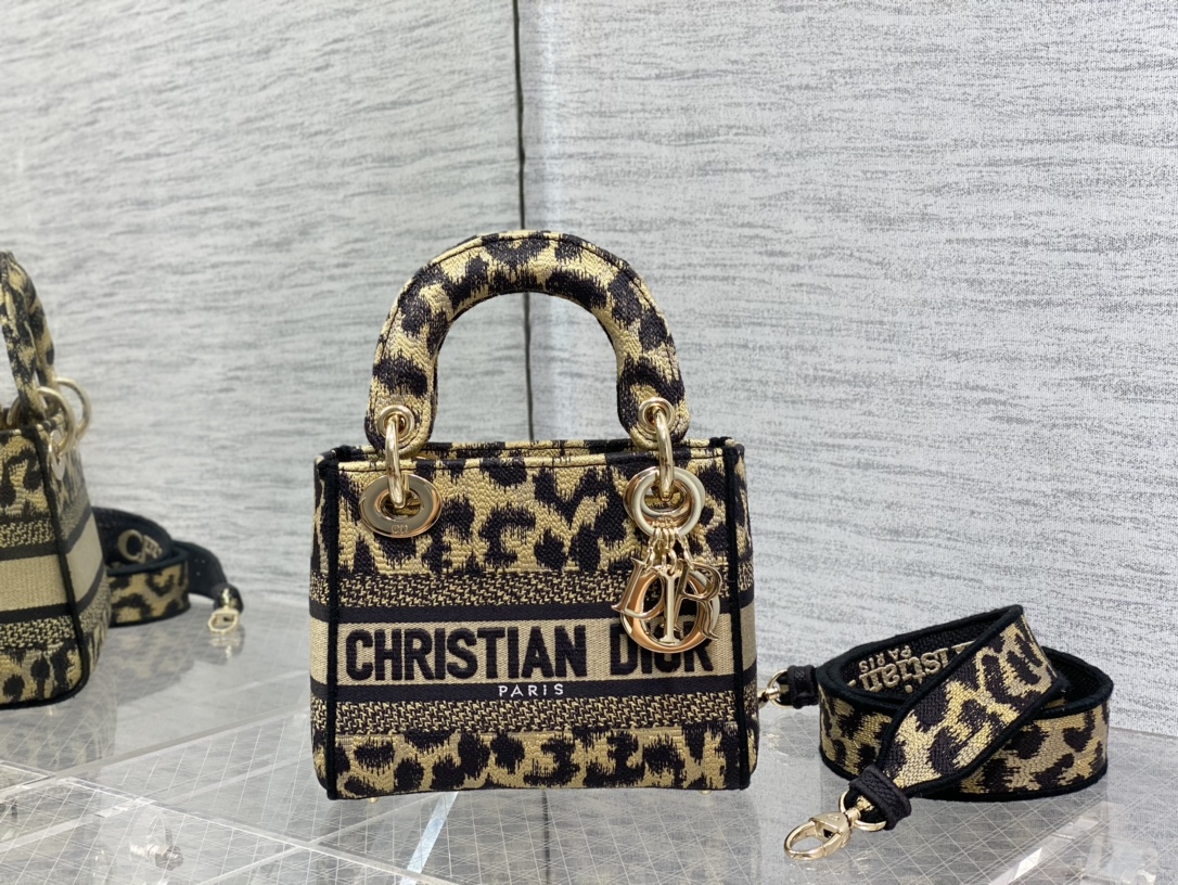 DIOR Lady леапардавая вышыўка сумка