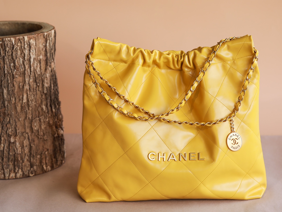 P1480 1580 calidad genuina 💎 calidad diamante 22 bolsa de compras mediana 💎 Chanel 22C nuevo color amarillo limón Mat…