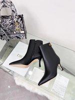 Dior Boots Black Chamois Cowhide Genuine Leather Sheepskin Fall/Winter Collection