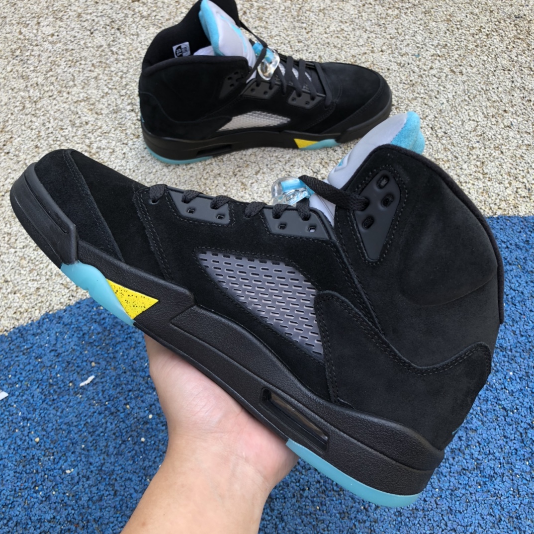 550 Air Jordan 5 Aqua 黑黄兰 篮球鞋 DD0587-047