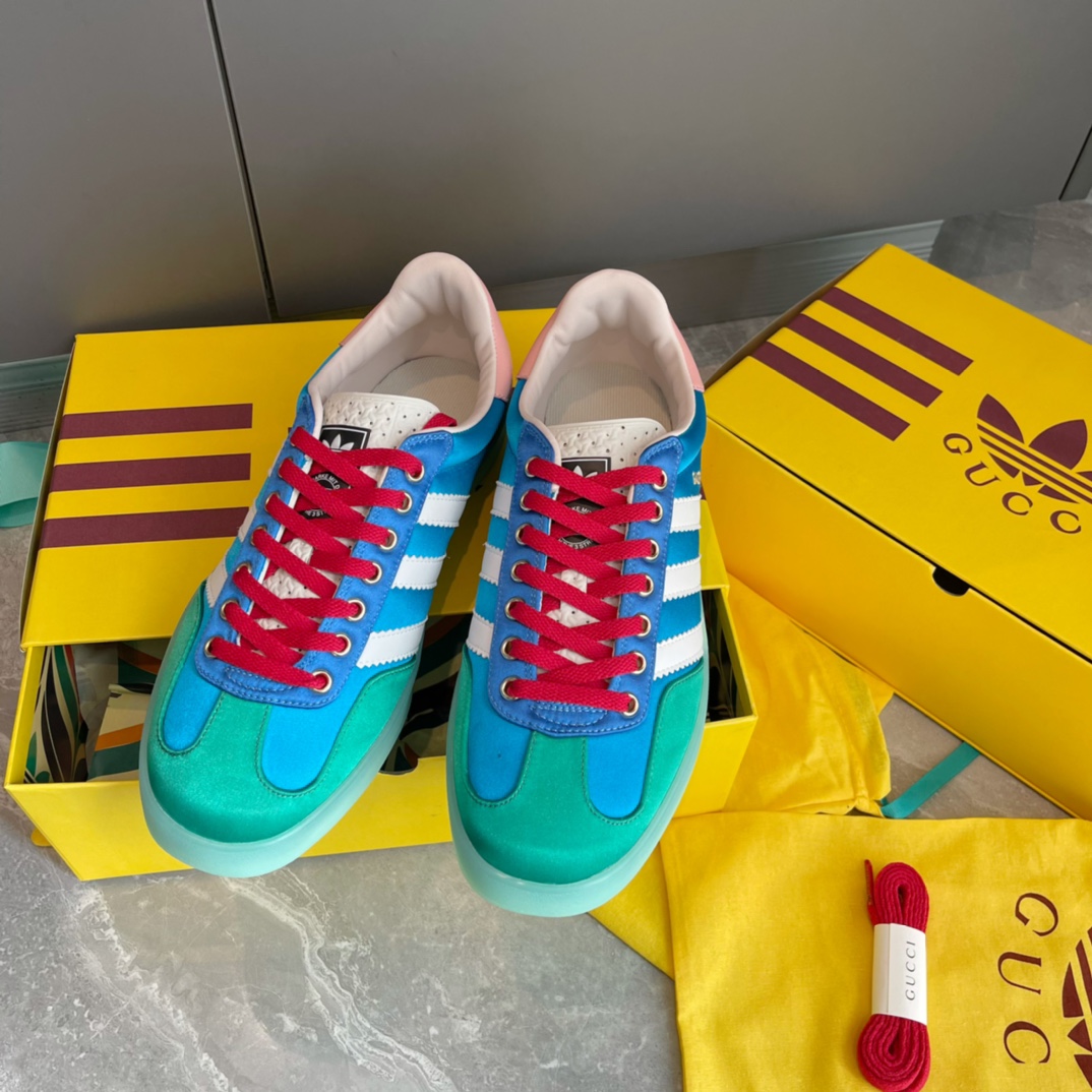 Gucci Adidas collaboration sneakers German army trainers blue-green suede leather