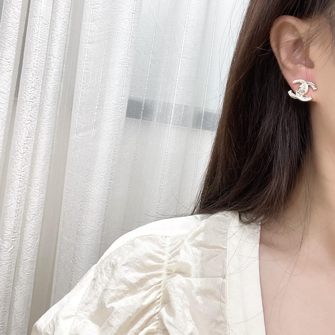 新款☑️CHANEL香奈儿C1金色双c耳钉耳环