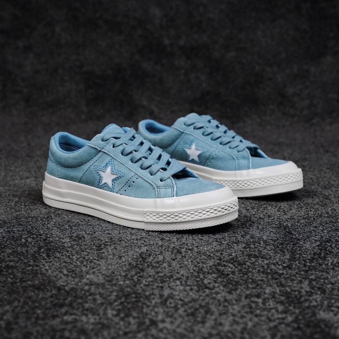 G0 Converse One Star 麂皮雾霾蓝匡威官方 情人节限定爱心底休闲板鞋