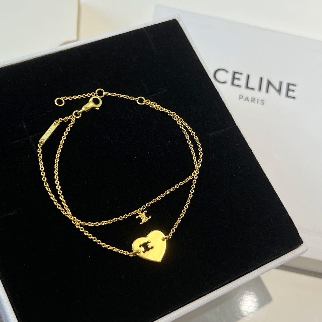 新款Celine赛琳双层桃心爱心手链 项链