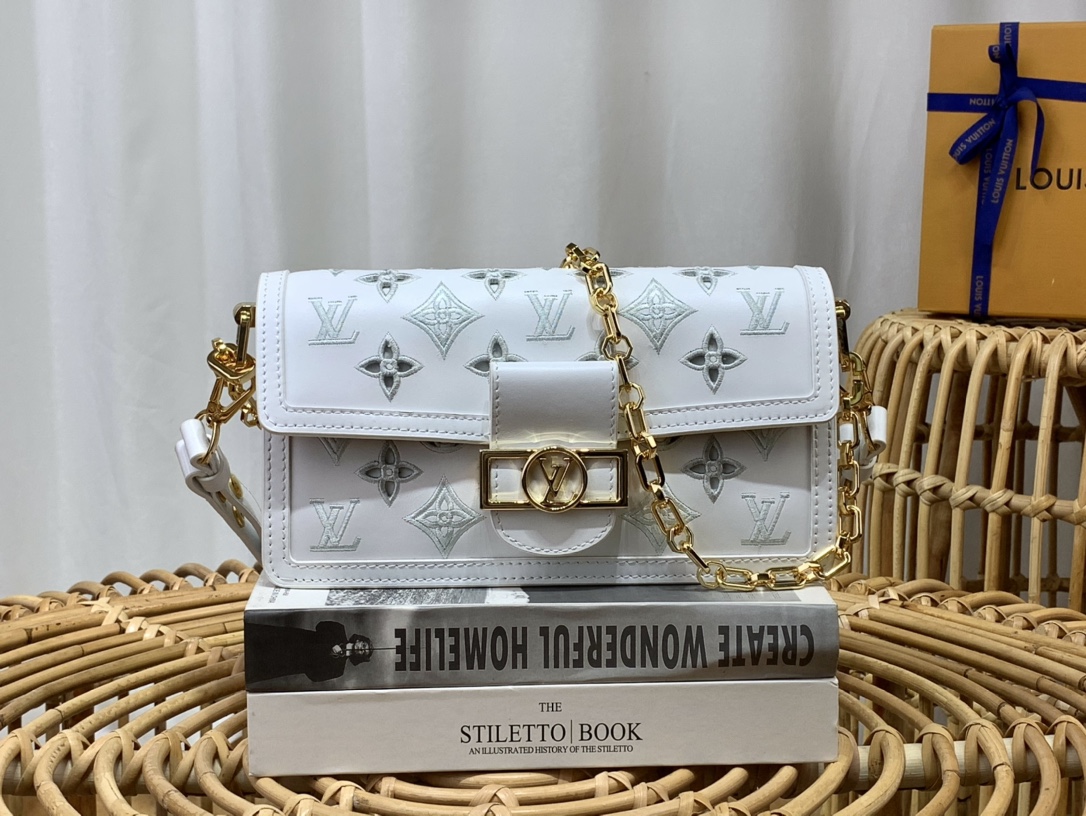 Louis Vuitton LV Dauphine Bags Handbags White Openwork Cowhide m20739