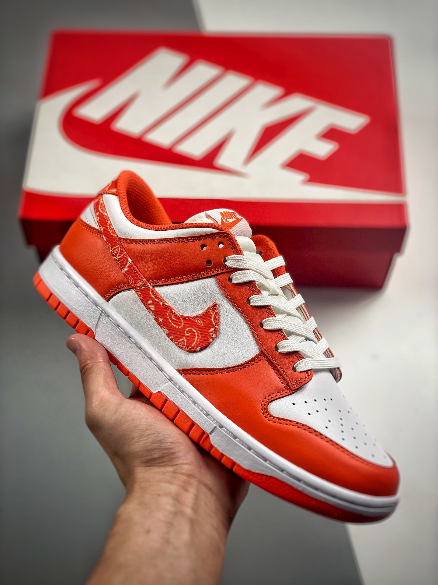 -4 Nk Dunk SB Low Blanco Naranja Cachemira Gran fábrica puro original de salida Fotos reales primer lanzamiento Materia…