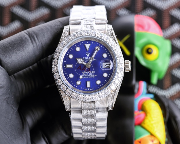 Rolex Submariner Custom Diamond Watch, 40mm, Automatic Movement, Silver 1 Rolex Submariner Custom Diamond Watch, 40mm, Automatic Movement, Silver