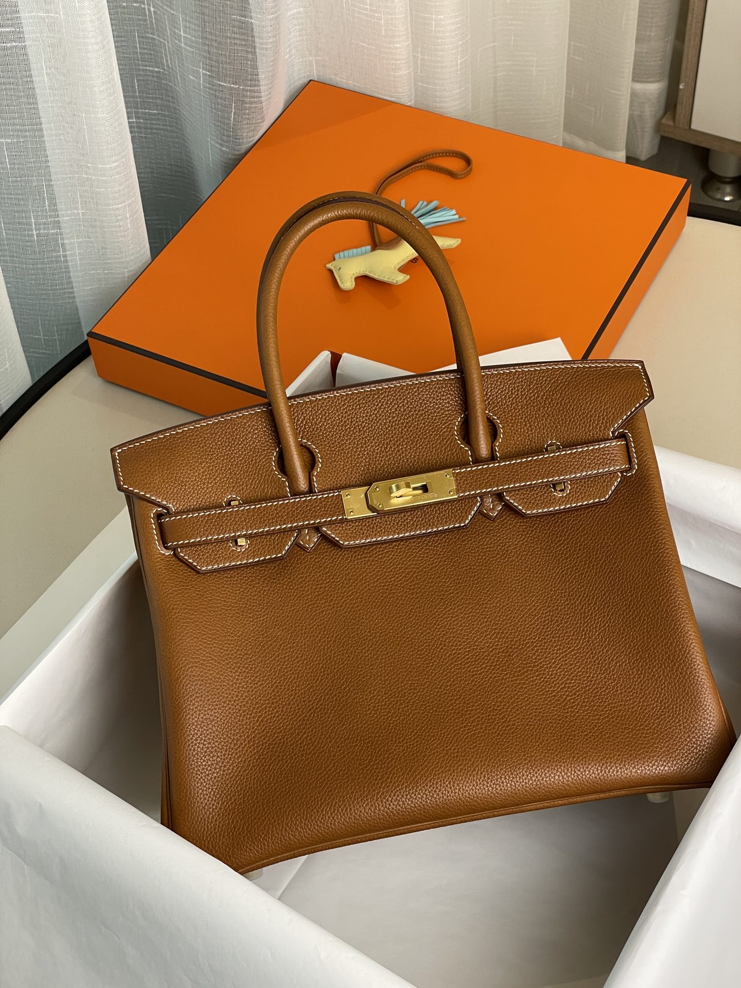 Hermes Birkin Bags Handbags Luxury 7 Star Replica
 Brown Coffee Color Bronzing Gold Hardware