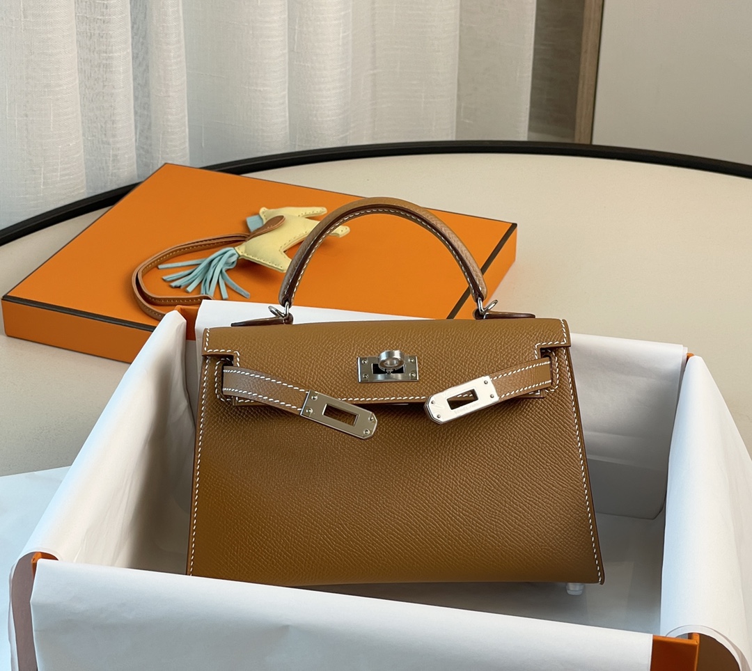 Hermes Kelly Perfect 
 Handbags Crossbody & Shoulder Bags Brown Coffee Color Gold Hardware Mini