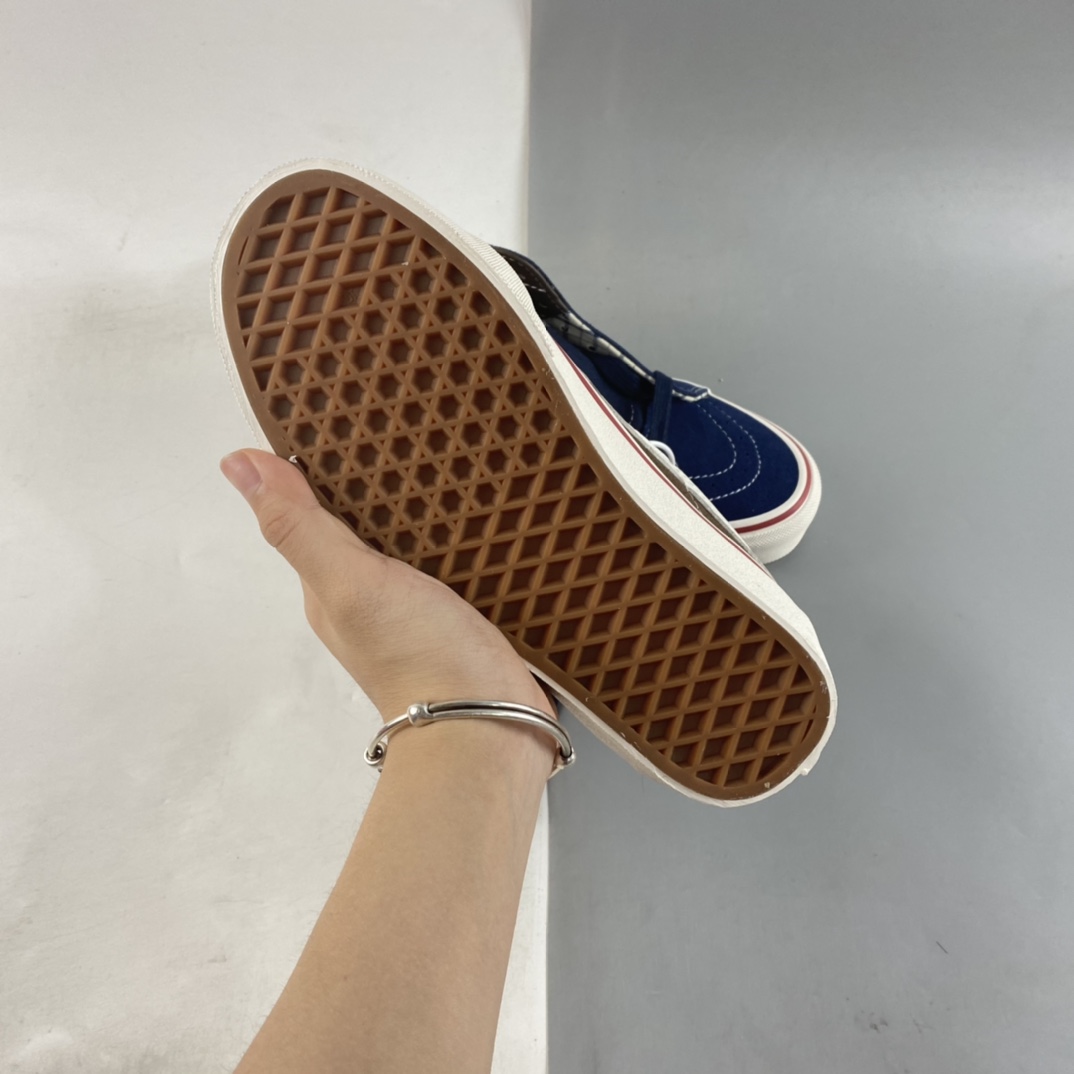 Vans SK8-Mid classic mid-top series blue-brown vulcanized canvas shoes VN0A4UWI06F