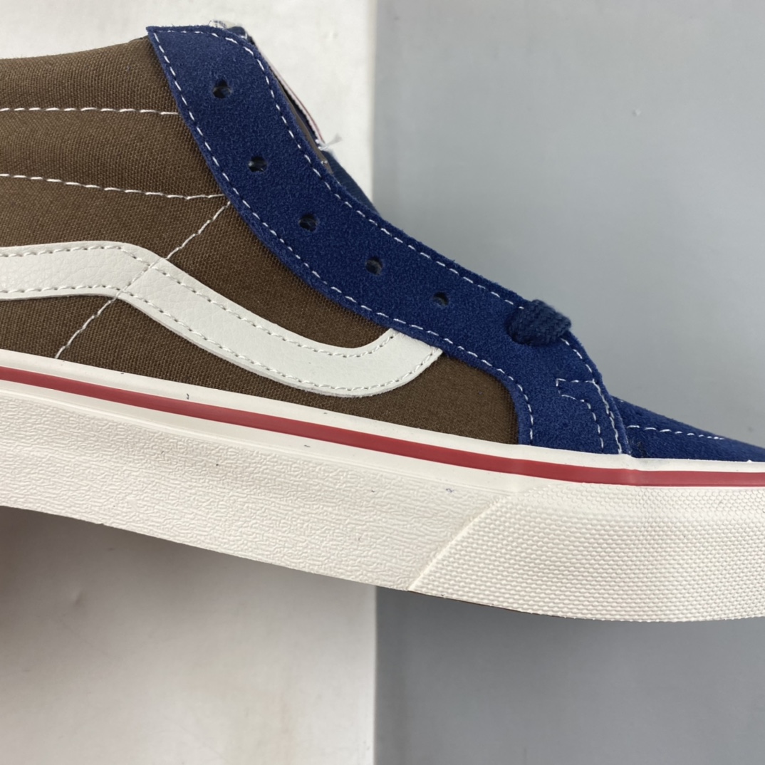 Vans SK8-Mid classic mid-top series blue-brown vulcanized canvas shoes VN0A4UWI06F