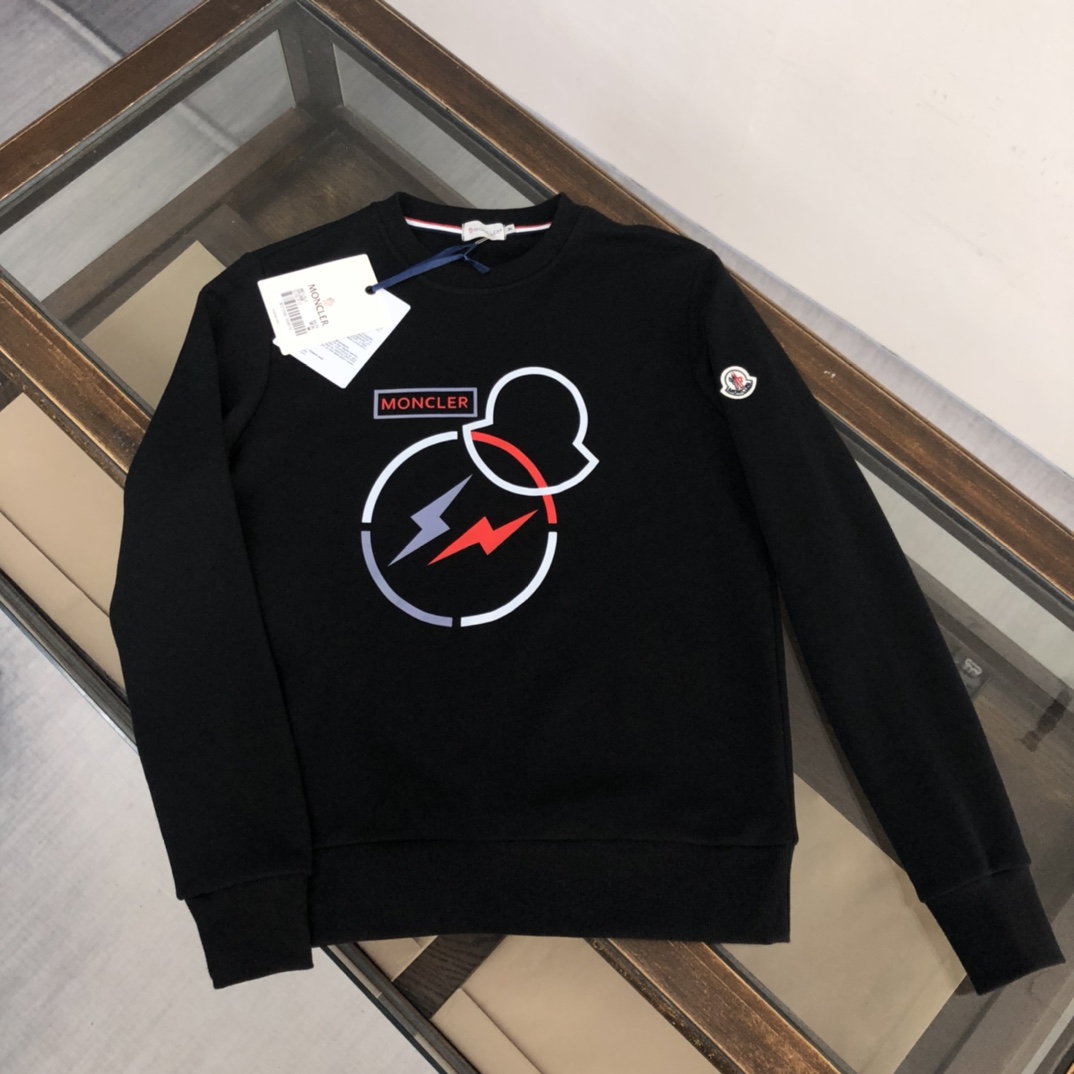 Moncler Best
 Clothing Sweatshirts Black Blue White Printing Cotton Knitting Fall/Winter Collection Fashion Casual