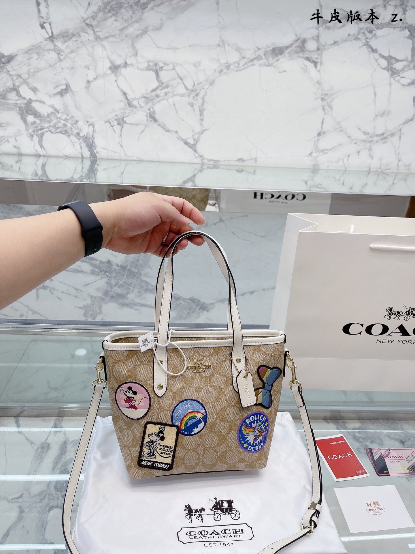 J5 贴图米奇  Coach 蔻驰 COACH代工厂最新购物袋 出货顶级品质亮泽五金LOGO 炒鸡火实用的款式 多用款内衬logo时尚百搭款式 超级减龄 喜欢的抓紧自留啦专柜尺寸 20 20cm