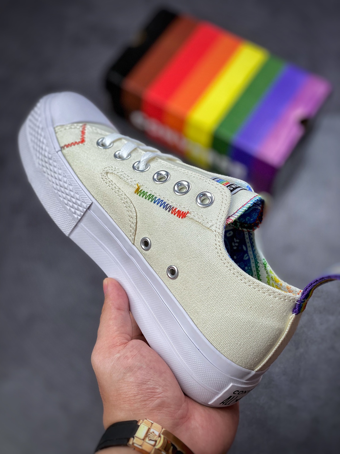 Converse new Pride series rainbow thick bottom A02264C